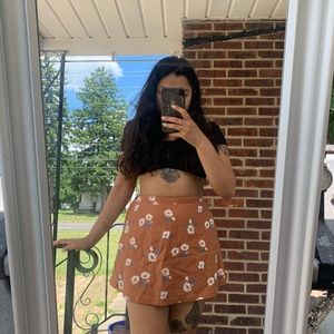 FOREVER 21 BROWN FLORAL CIRCLE SKIRT